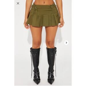 Fashion Nova Lace Up Utility Shorts Olive Green Size 2X NWT Utility Skirt Sexy